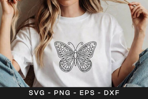 Butterfly Fine Line Art Graphics for Crafts