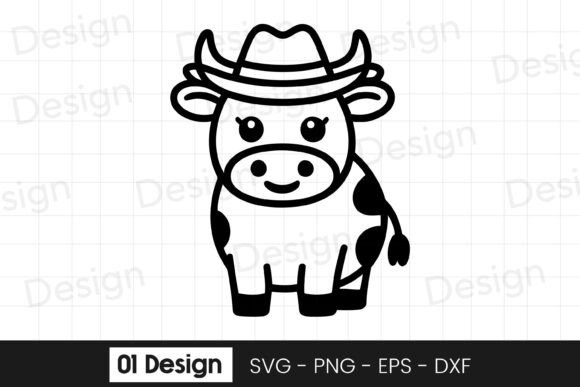 Cute Baby Cow with Hat SVG Graphics for Crafts