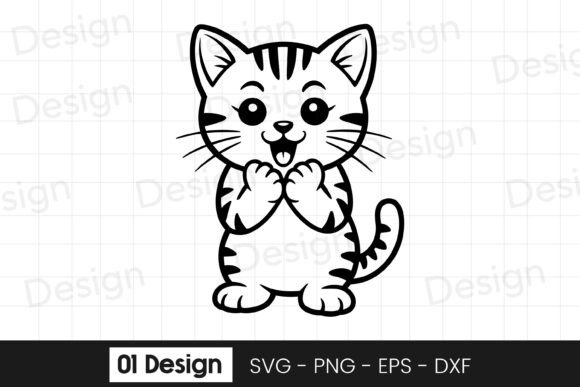 Cute Kitten Shy Pose Cartoon SVG PNG for Graphics and Crafts