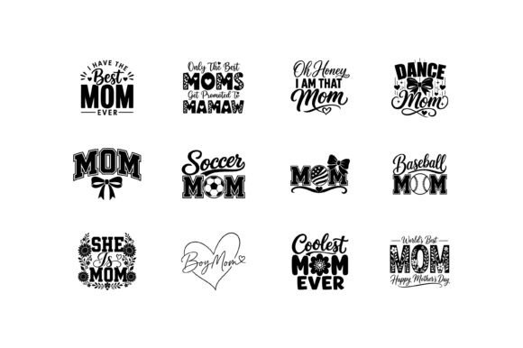 Mom Typography Quote Design Bundle Graphics