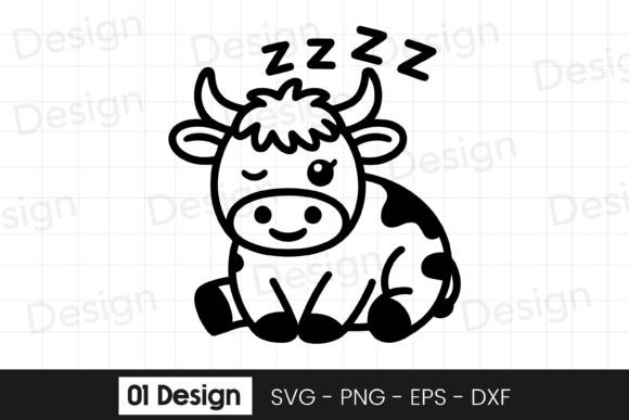 Soft Charm of Sleeping Baby Cow SVG PNG