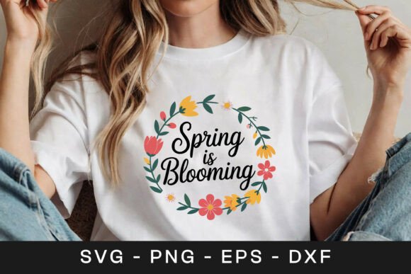 Spring Is Blooming Floral Wreath SVG PNG