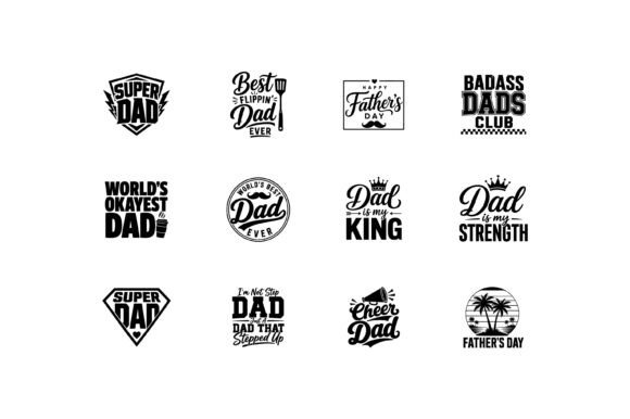 Super Dad Typography Quote Bundle Graphics for Crafts